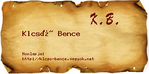 Klcsó Bence névjegykártya